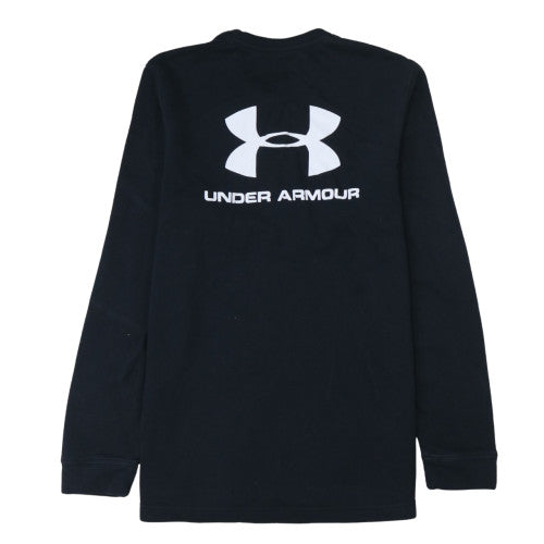 Under Armour Mens Black Medium Pullover Sweatshirt Logo Crew Neck