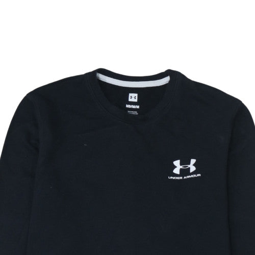 Under Armour Mens Black Medium Pullover Sweatshirt Logo Crew Neck