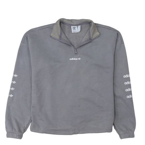 Adidas Women’s Grey 1/4 Zip Fleece Sweatshirt Size 10 Casual Pullover