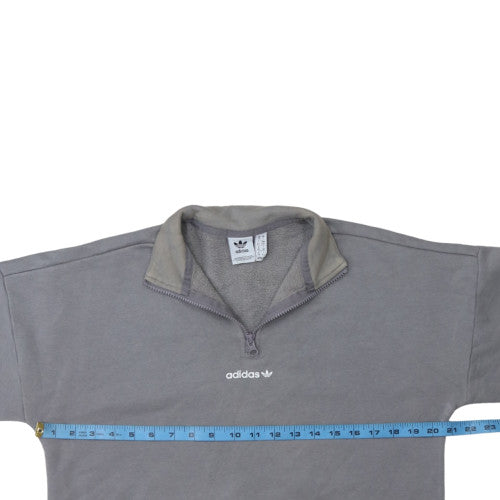 Adidas Women’s Grey 1/4 Zip Fleece Sweatshirt Size 10 Casual Pullover