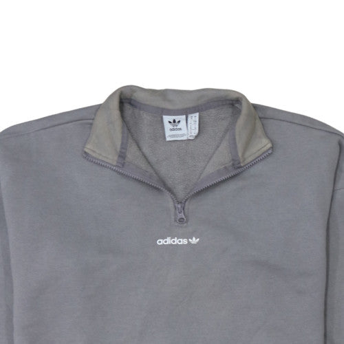 Adidas Women’s Grey 1/4 Zip Fleece Sweatshirt Size 10 Casual Pullover