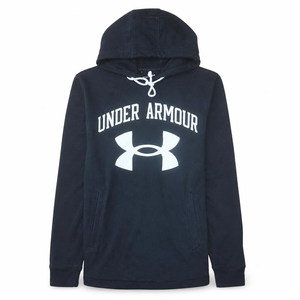 Front view of Under Armour Men's Black M Pullover Hoodie Fleece Sportswear
