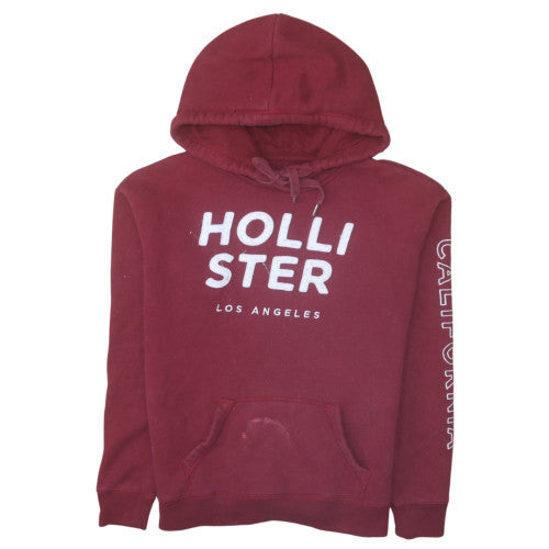 Hollister Men's Red Pullover Hoodie Small Fleece Logo Sweatshirt