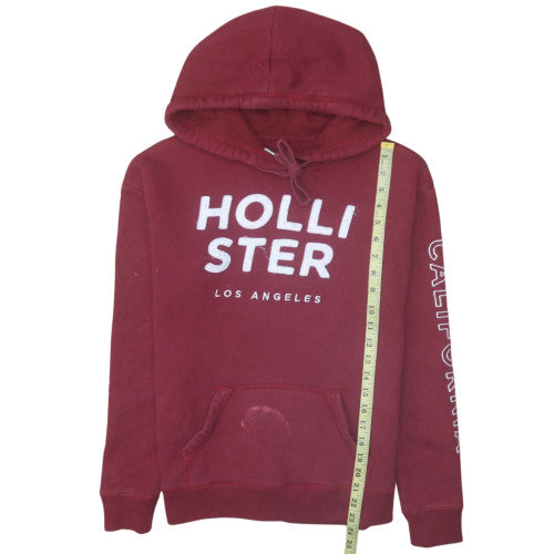 Hollister Men's Red Pullover Hoodie Small Fleece Logo Sweatshirt