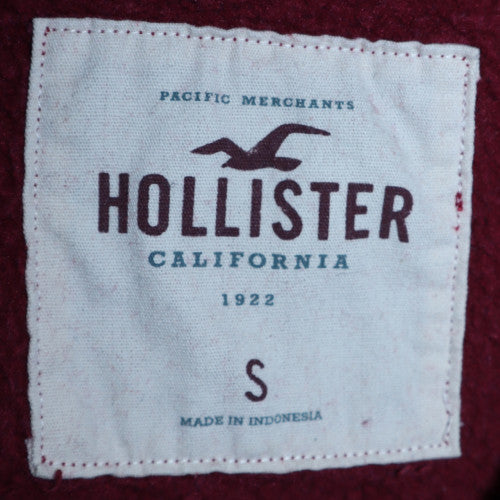 Hollister Men's Red Pullover Hoodie Small Fleece Logo Sweatshirt