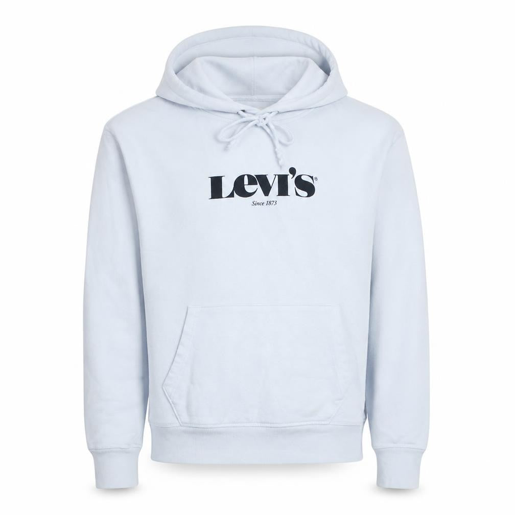 Front view of Levi's Men's White XS Pullover Hoodie with Logo Print