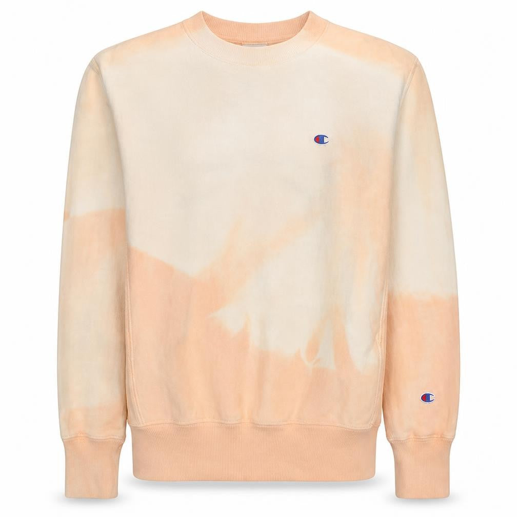 Front view of Champion Men's Beige Tie Dye Pullover Sweatshirt Medium