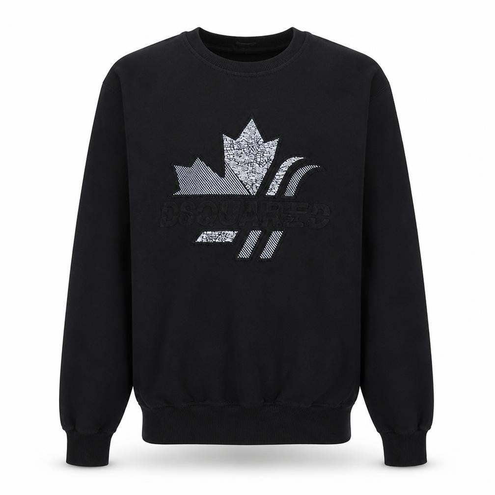 Front view of Dsquared2 Men's Black XS Pullover Sweatshirt with Logo
