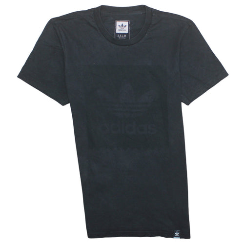 Adidas Men's Black Small Trefoil Logo Cotton T-Shirt