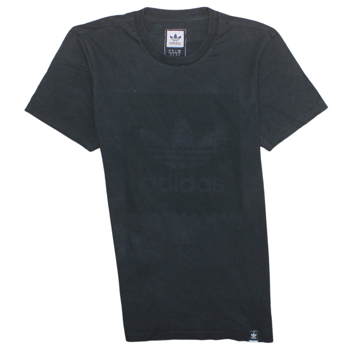 Adidas Men's Black Small Trefoil Logo Cotton T-Shirt