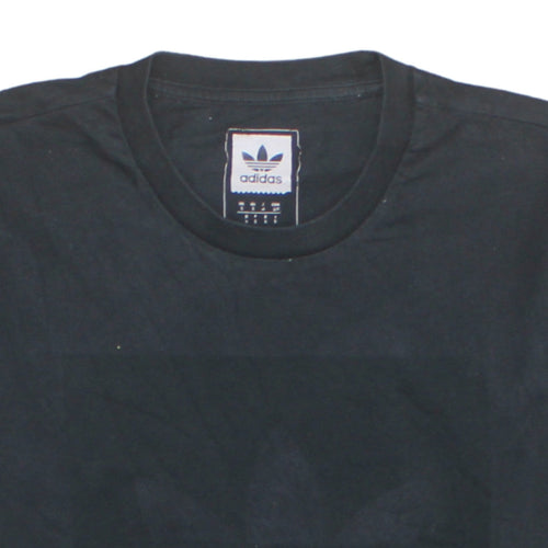 Adidas Men's Black Small Trefoil Logo Cotton T-Shirt