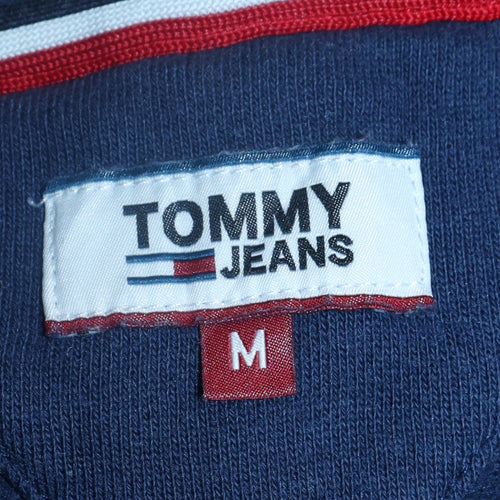 Tommy Jeans Men's Blue Full Zip Hoodie M Logo Graphic Sweatshirt