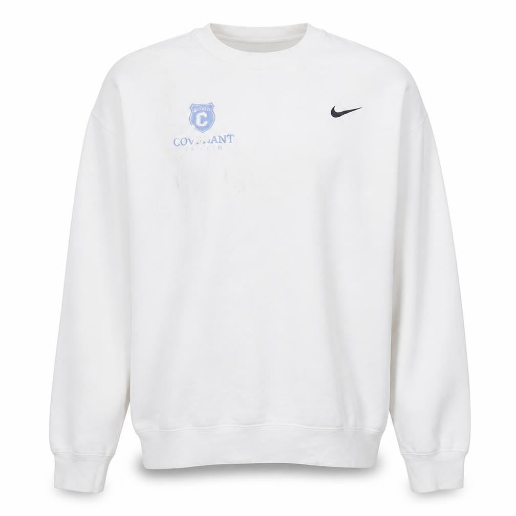 Front view of Nike Men's White Pullover Sweatshirt L Sports College Logo