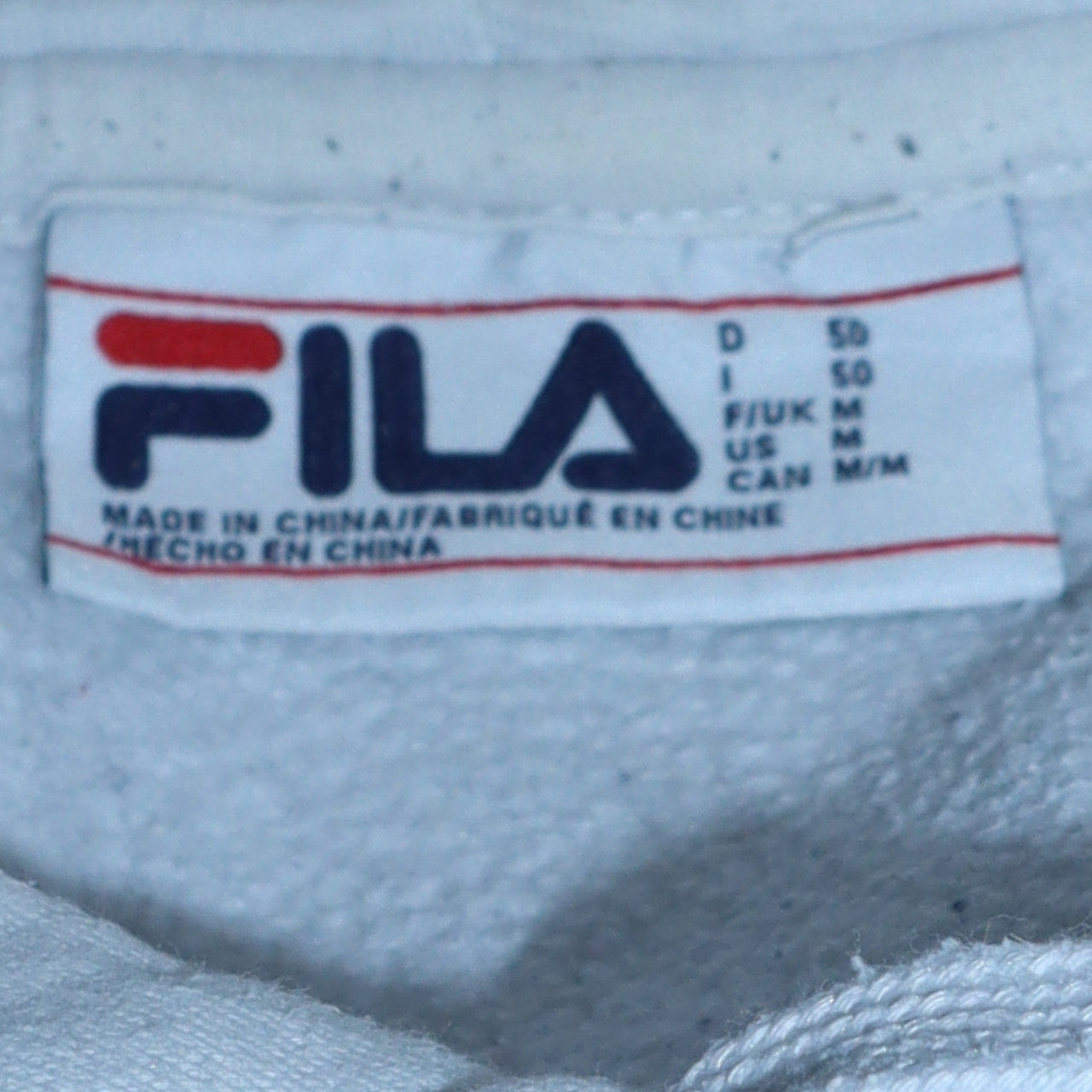 FILA Men's White & Navy Pullover Hoodie M Regular Fit Logo Sportswear