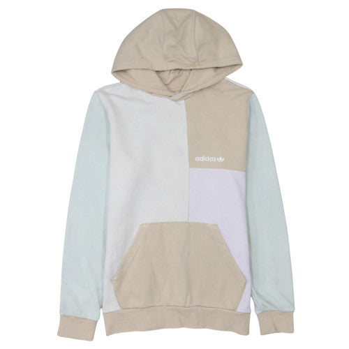 Adidas Girls Beige Colourblock Pullover Hoodie Size 14-15 Years Cotton Blend