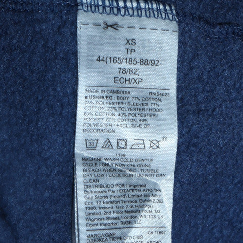 GAP Mens Blue Pullover Hoodie XS Regular Fit Fleece Sweatshirt