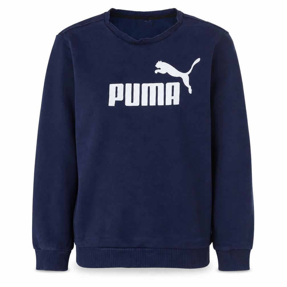 Puma Mens Blue L Crew Neck Pullover Sweatshirt Logo Sports Fleece