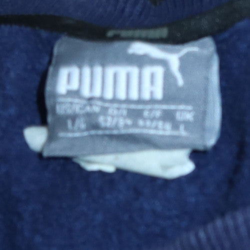 Puma Mens Blue L Crew Neck Pullover Sweatshirt Logo Sports Fleece