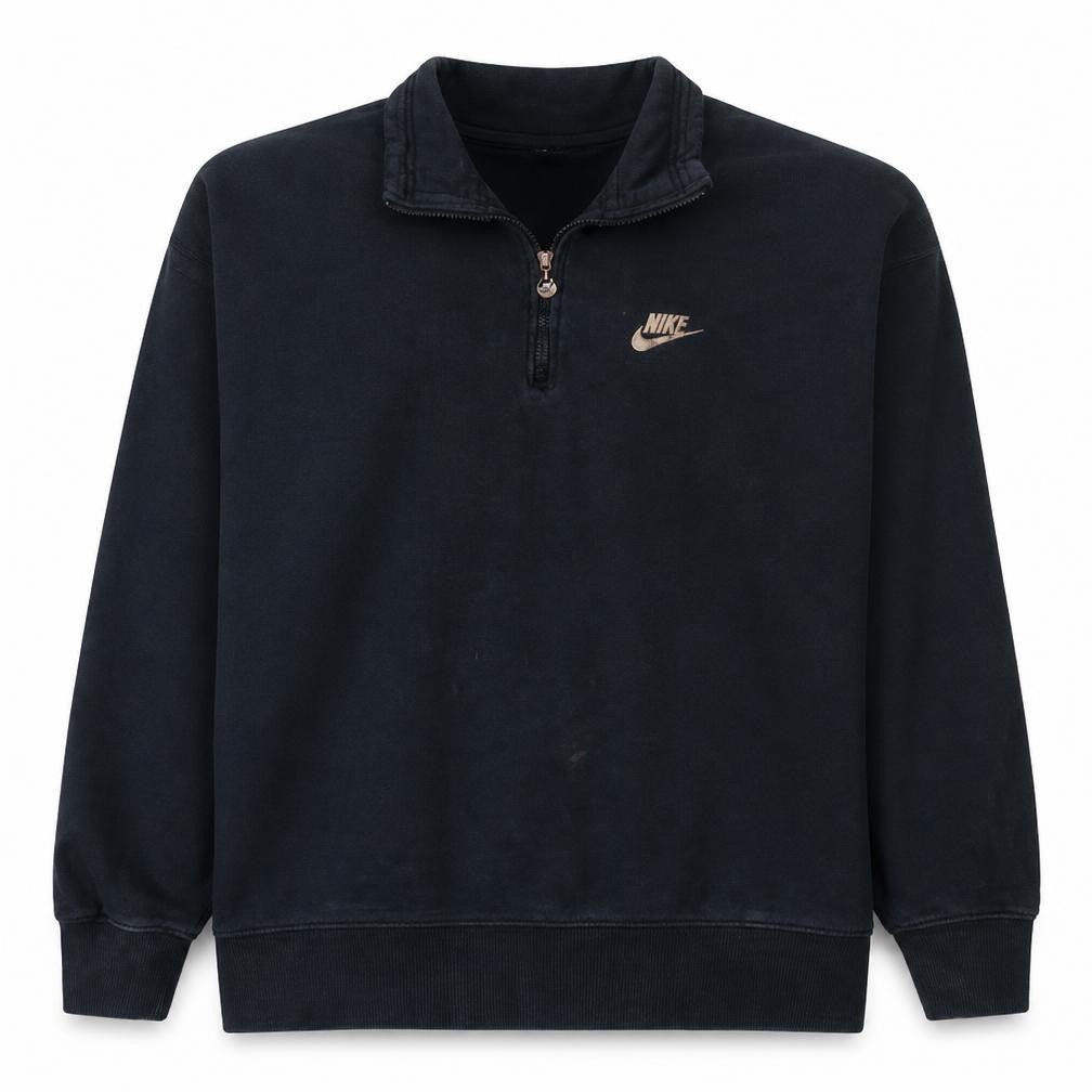 Front view of Nike Men's Black 1/4 Zip Oversized Sweatshirt M - Graphic Logo Pullover