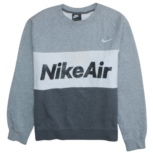 Nike Men's Grey Colour Block Pullover Sweatshirt Size M