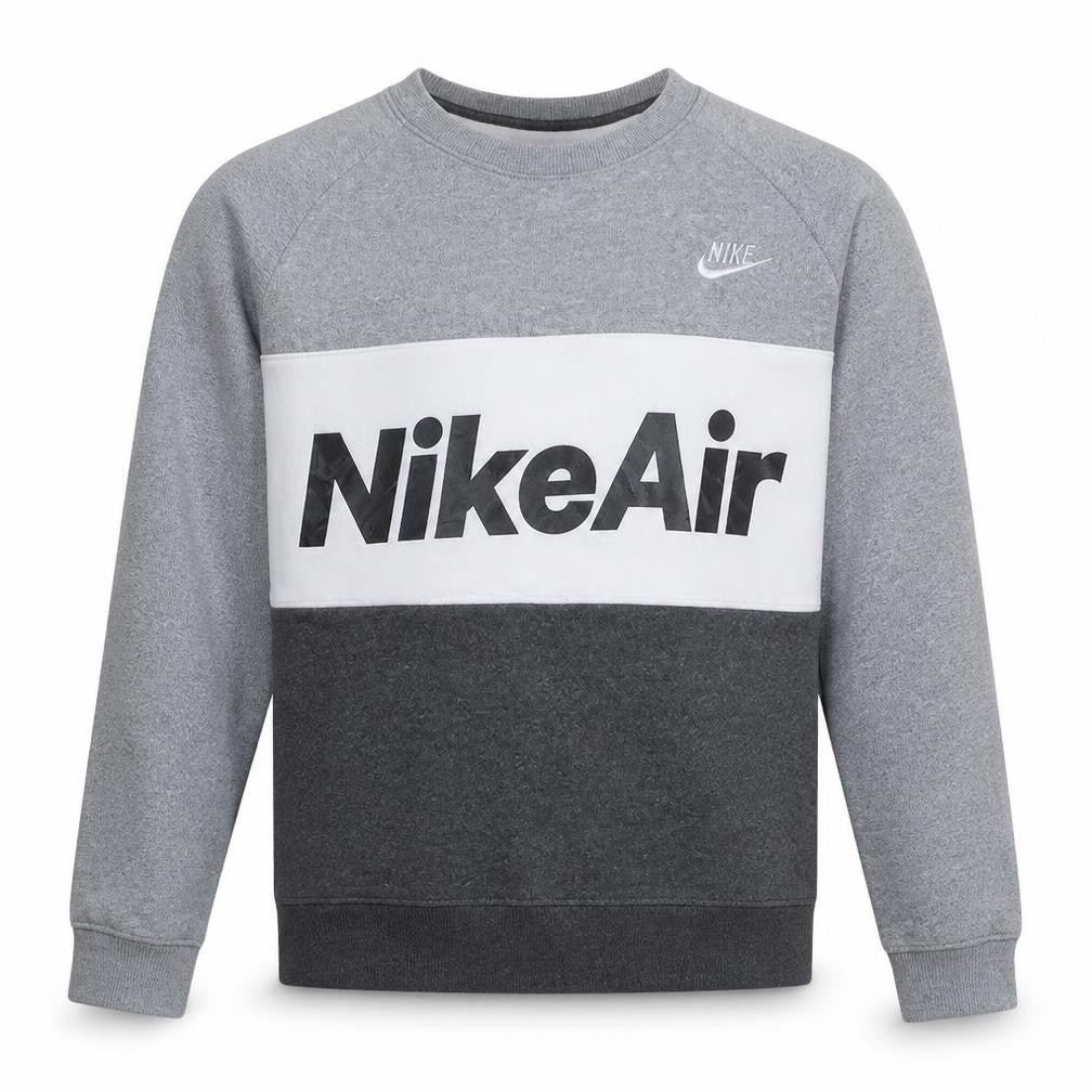 Front view of Nike Men's Grey Colour Block Pullover Sweatshirt, size M