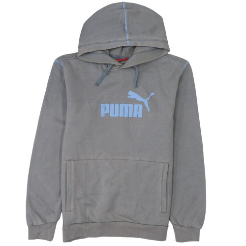 Puma Mens Grey Pullover Hoodie Medium Logo Fleece Sportswear