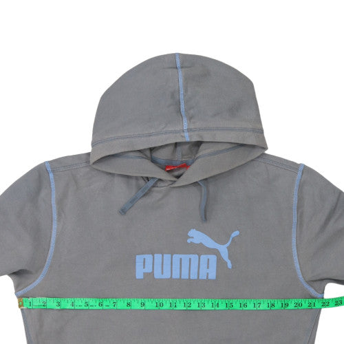 Puma Mens Grey Pullover Hoodie Medium Logo Fleece Sportswear