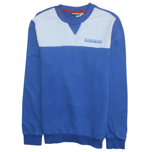 Napapijri Men's Blue Crew Neck Logo Sweatshirt Size M