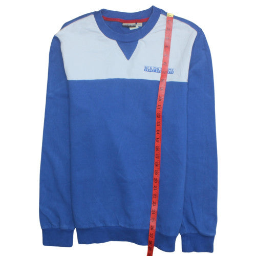 Napapijri Men's Blue Crew Neck Logo Sweatshirt Size M