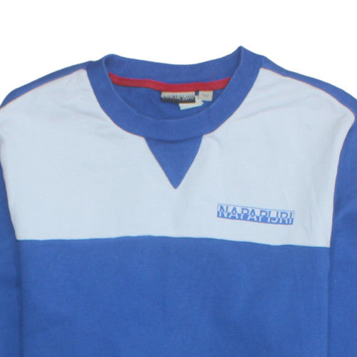 Napapijri Men's Blue Crew Neck Logo Sweatshirt Size M