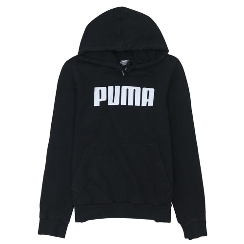 Puma Womens Black Hoodie UK 12 Pullover Long Sleeve Logo Sweatshirt