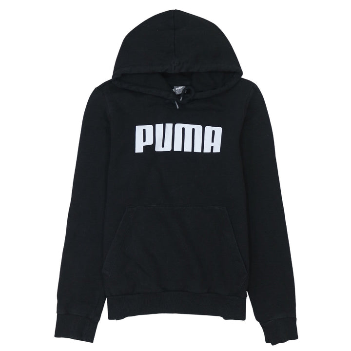 Puma Womens Black Hoodie UK 12 Pullover Long Sleeve Logo Sweatshirt