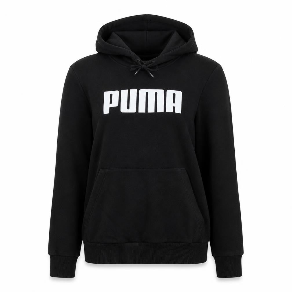 Puma Womens Black Hoodie UK 12 Pullover Long Sleeve Logo Sweatshirt