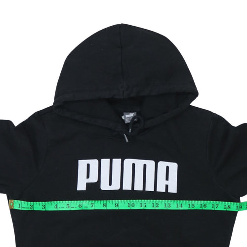 Puma Womens Black Hoodie UK 12 Pullover Long Sleeve Logo Sweatshirt