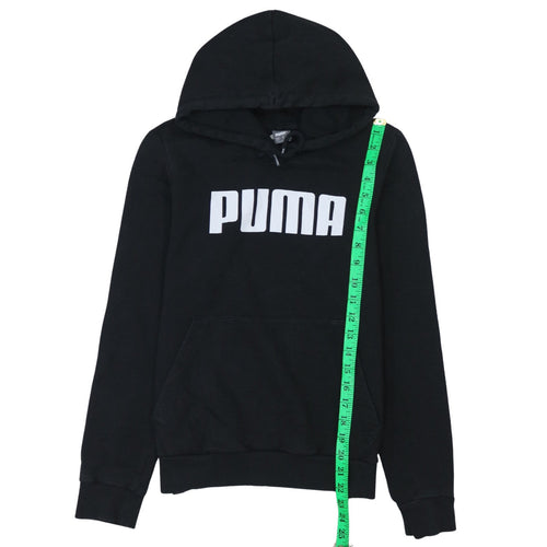 Puma Womens Black Hoodie UK 12 Pullover Long Sleeve Logo Sweatshirt