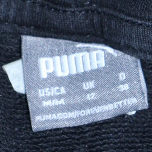 Puma Womens Black Hoodie UK 12 Pullover Long Sleeve Logo Sweatshirt