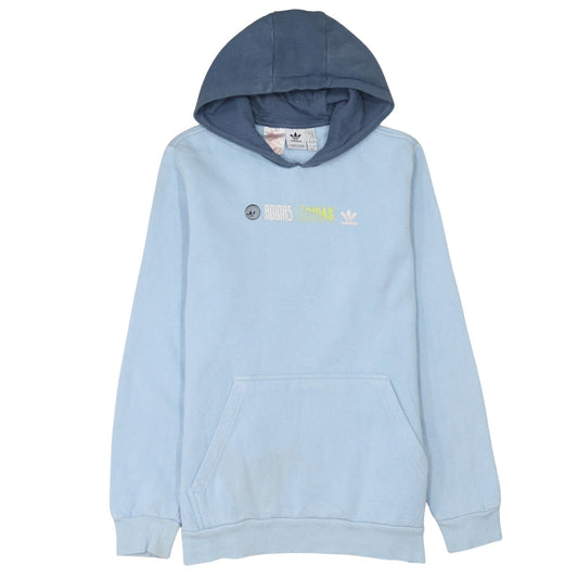 Adidas Boys Blue Graphic Print Pullover Hoodie 15-16 Years Cotton Blend