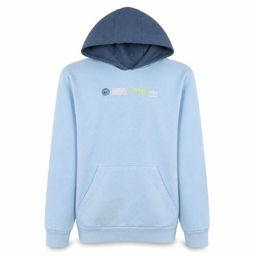 Adidas Boys Blue Graphic Print Pullover Hoodie 15-16 Years Cotton Blend