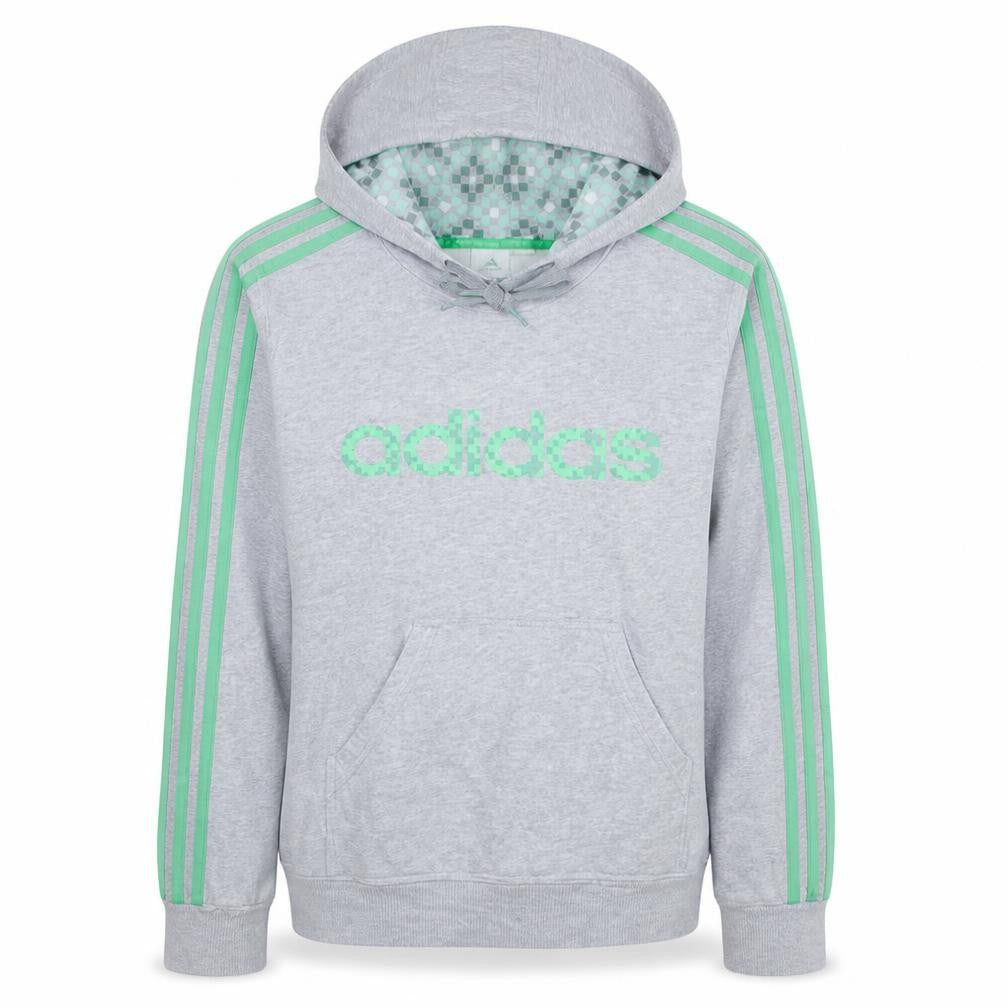 Front view of Adidas Men’s Grey Pullover Hoodie M Sports Graphic Sweatshirt
