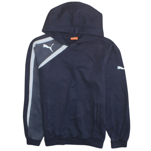 Puma Teens Blue Pullover Hoodie 164 Logo Sports Fleece Sweatshirt
