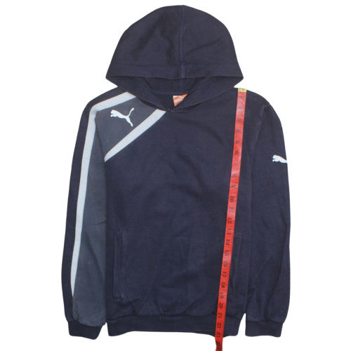 Puma Teens Blue Pullover Hoodie 164 Logo Sports Fleece Sweatshirt