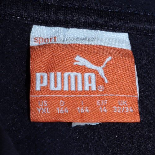 Puma Teens Blue Pullover Hoodie 164 Logo Sports Fleece Sweatshirt