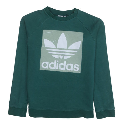 Adidas Women Green Crew Neck Pullover Sweatshirt Size 14