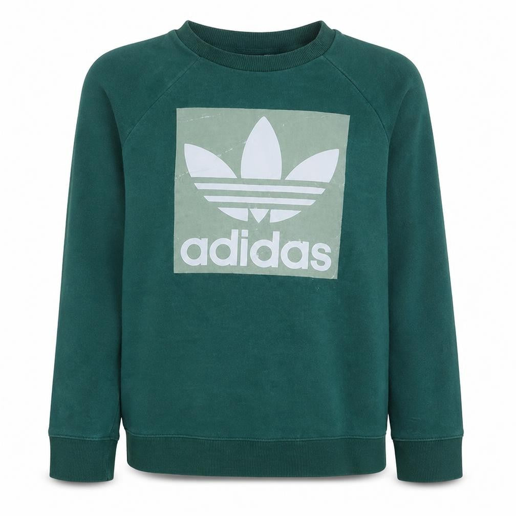 Front view of Adidas Women Green Crew Neck Pullover Sweatshirt, size 14