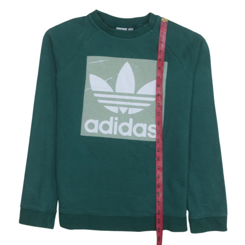 Adidas Women Green Crew Neck Pullover Sweatshirt Size 14