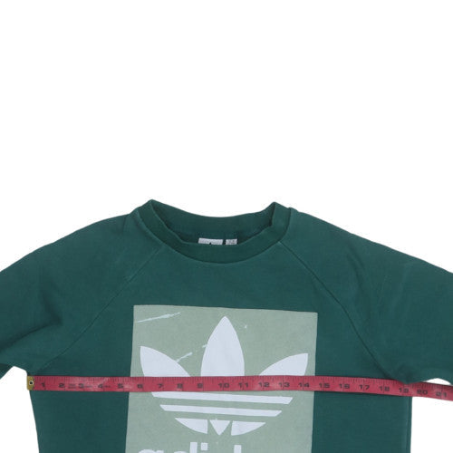 Adidas Women Green Crew Neck Pullover Sweatshirt Size 14