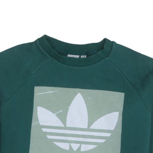Adidas Women Green Crew Neck Pullover Sweatshirt Size 14