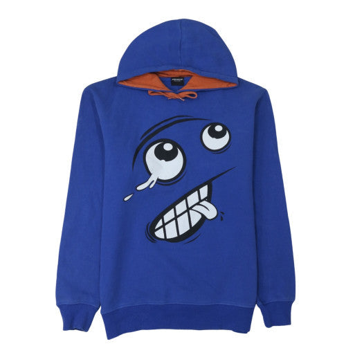 Fishbone Mens Blue XL Pullover Hoodie Graphic Funny Face Fleece