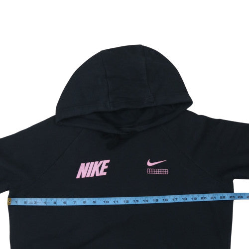Nike Women Black Pink Logo Pullover Hoodie Size L