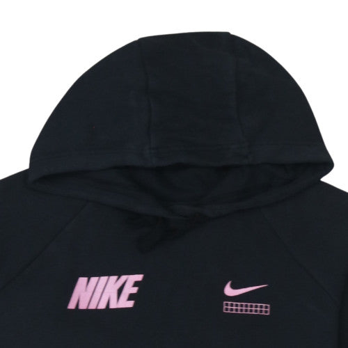 Nike Women Black Pink Logo Pullover Hoodie Size L